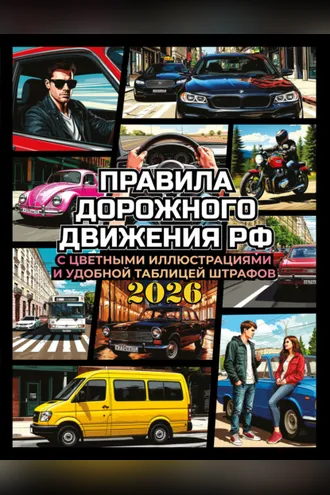 Обложка книги «Правила дорожного движения на 2026 год с цветными иллюстрациями и удобной таблицей штрафов»
