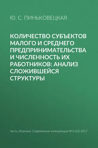 Обложка книги «Количество субъектов малого и среднего предпринимательства и численность их работников: анализ сложившейся структуры»