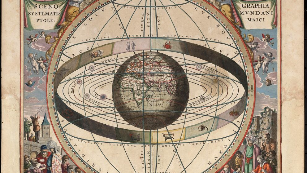 Карта звёздного неба со знаками зодиака из атласа «Harmonia Macrocosmica» (1660)